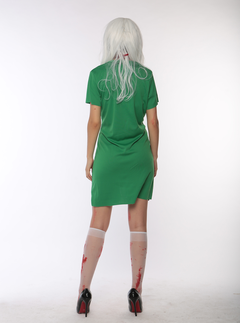 F1720 halloween green zombie costume,it comes with dress,mask